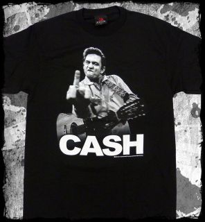 Johnny Cash   Flippin Middle Finger t shirt   Official   FAST SHIP