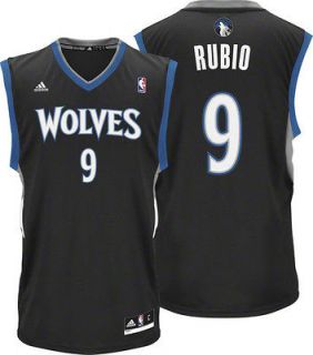 Ricky Rubio Youth Jersey adidas Black Replica #9 Minnesota 