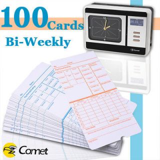 100X Weekly Thermal Time Clock Cards For Attendance Payroll Recorder 