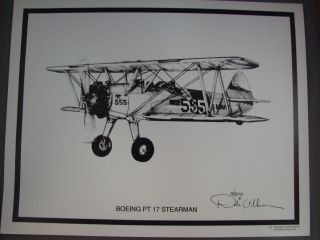   Aviation Art Boeing PT17 Stearman Signed print by Artist Dale Adkins
