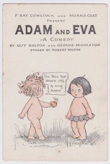 Wiederseim Artist Signed Postcard Adam & Eva Theater Advertising 