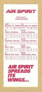 AIR SPIRIT SYSTEM TIMETABLE DALLAS / FT. WORTH NO DATE