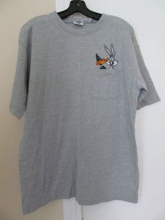 Acme Gray Tshirt Short Sleeve Daffy Duck Bugs Bunny Emblem Tee Looney 