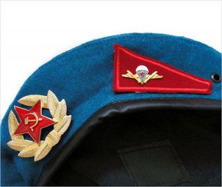   Army Blue VDV Paratrooper Airborne Troops Forces Beret Hat Badges