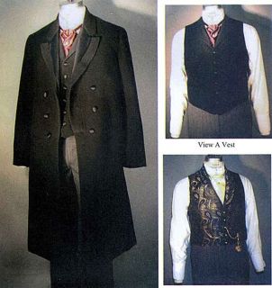 Mens Western Victor​ian Frock Coat & Vest Sewing Pattern 34 58 
