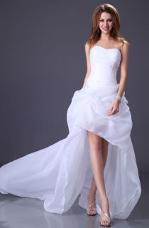 New Pageant A line Strapless Bridal Beach Wedding Dresses Front Short 