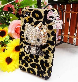 Q3 Bling Shiny 3D Cute Hellokitty Leopard Heart Key Case Cover for 