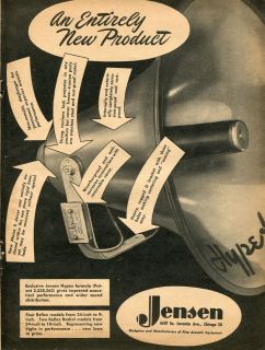 1948 Jensen Hypex Horn Speaker Alnico 5 Vintage Ad
