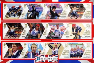 London 2012 Paralympic Games Gold Medal Winner Single Stamps. J2   K1