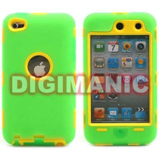 ZMAX GREEN YELLOW HARD DUAL HARD CASE COVER FOR APPLE IPOD TOUCH 4TH 