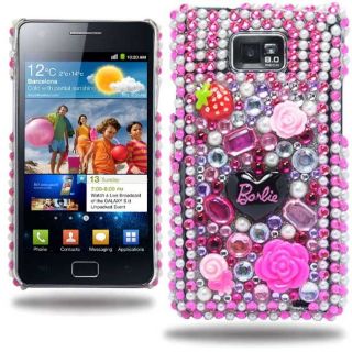 Barbie Diamond Flower Plastic HOT PINK Case Cover For Samsung Galaxy 