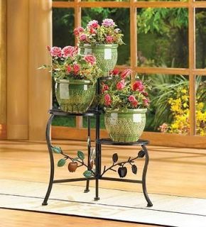 Country Apple Plant Stand 3 Tier triple tier indoor outdoor iron home 
