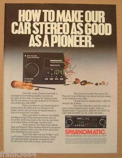1986 Sparkomatic SR 315 Car Stereo Pioneer Color AD