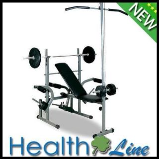 NEW Pro Power Gym Fitness Exerciser Weight Bench W/Lat Pull down Bar