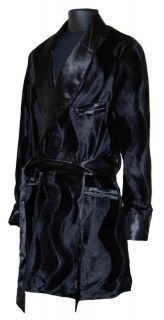 NEW Black Fur Hef Style Smoking Jacket/Robe by Nine Deep Clothing