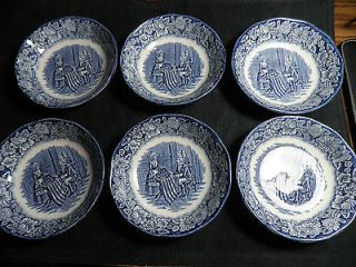   of 6 Liberty Blue Staffordshire Ironstone 5 Dessert Dishes Betsy Ross