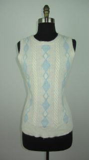   NAUTICA Lambs Wool Angora Blend Cable Argyle Sweater Vest Size M