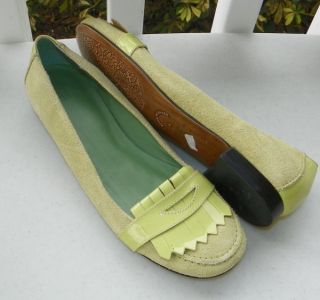 GAP Green Suede & Patent Kiltie Loafers Mocs Shoes Womens 6 FREE 