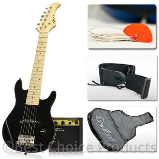 Electric Guitar Kids 30 Black Guitar With Amp + Case + Strap and More 