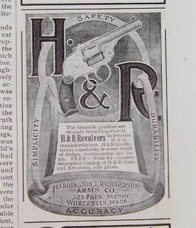 1904 HARRINGTON & RICHARDSON ARMS COMPANY H&R REVOLVERS AD   Worcester 
