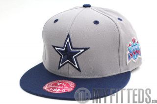 Dallas Cowboys Grey Navy Blue Superbowl XXVII Mitchell and Ness Fitted 