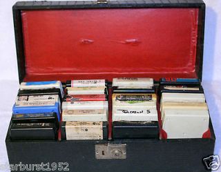 1960 8 Track Cassette Carry Case Holds 24 Tapes Black Red Lining