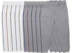 BASEBALL PANTS YOUTH BELTED, WHITE WITH RED PIPING, AUGUSTA BRAND