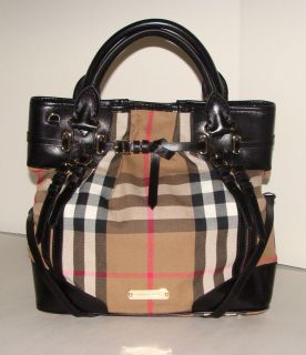 Burberry Prorsum House Check Medium Bridle Tote handbag with Black 