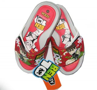 3R91 RED NWT Boys BEN 10 Casual Velcro Slippers Sz 11