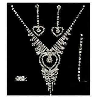 Crystal Earring Bracelet Necklace Ring Wedding Party Jewel Set A1811K
