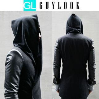 Avant garde Dark Edge Mod Mens Slim Fit Designer Cross Hooded Coat By 