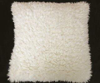 EF49 Pale Ivory FAUX LONG FUR SKIN PILLOW PILLOW/CUSHION/THROW COVER 