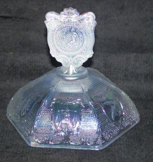 Imperial Glass Zodiac Pattern White Carnival Opalescent Candy Dish Top