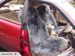 Pair Grey Sheepskin Car Seat Covers Cover MoreColors