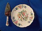 Aynsley England Pembroke Cake Plate with Lifter Bone China Birds and 