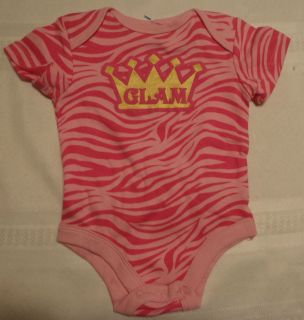 GLAMAJAMA Baby Girls 3 6 Month Pink Zebra Print Glam Onesie Top Short 
