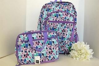 New GAP Kids Girls Purple Multi Heart Backpack & FREE Matching Lunch 