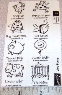 Stampin Up VERY PUNNY Stamp Singles U Pick Ladybug Bird Pig Cow Sweet 