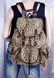   Fashion Adorable Leopard Print Casual Front Pockets Backpack Bag #B920