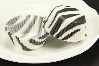 25x 2 Cupcake Liners Baking Cups, Black White Zebra, Standard Size