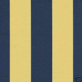  Sunny Yellow Navy Awning Stripe Sun Famous Outdoor Fabric By the Yard