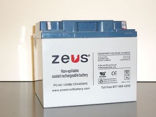 ZEUS PC40 12 12V 40AH SLA Sealed Lead Acid Batteries   Qty 2