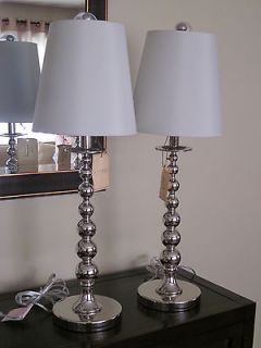 RALPH LAUREN HOME BRUSHED SILVER STACKED BALL TABLE LAMP & SHADE NEW