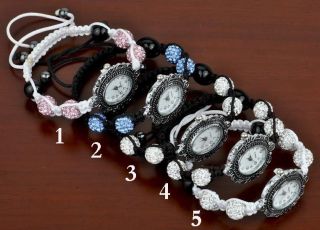   Bracelets Micro pave CZ Crystal ball Oval Vintage Watch bracelet