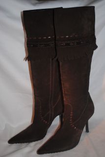 Designer Made In Italy Suede Boots Knee High Size 8 M   70% Below 