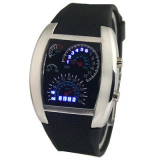   Nice Xmas Gift Blue Binary LED Light Dot Matrix Black Watches C1 BK