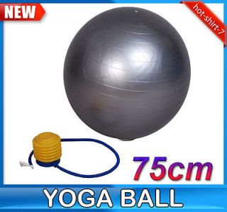 75cm Silver Yoga Ball Balancing Stability Fitness Exercise Ball With 