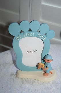 New 3 D My First Step Baby Boy Blue Foot Shaped 3x4 Photo Picture 