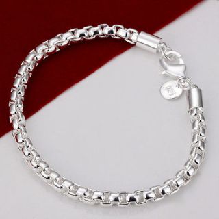   wholesale solid silver fashion chain bangle bracelet +box DB50