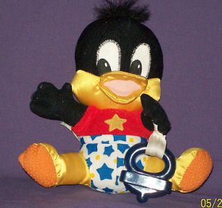   1995 BABY DAFFY DUCK Teether Looney Tunes Stars Plush Stuffed Baby Toy